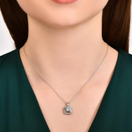 0.10 kt. Diamant-Baguette-Halskette Laranj