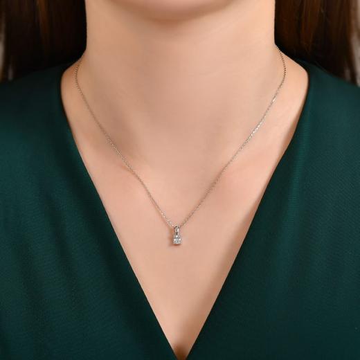 0.10 kt. Diamant-Baguette-Halskette Laranj