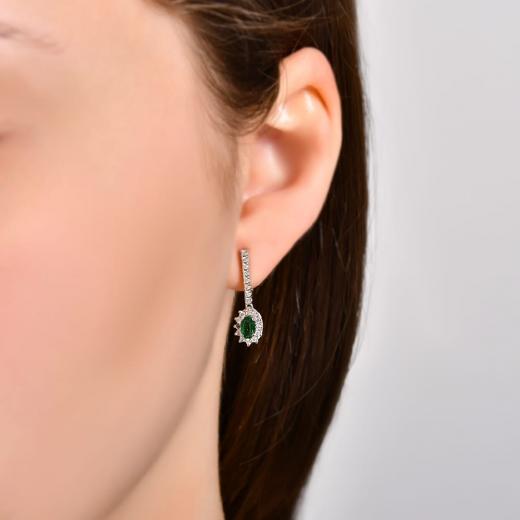 0.79 ct. Diamond Laranj Natural Emerald Earrings