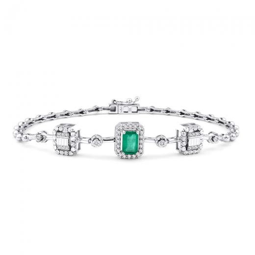 0.76 kt. Diamant Laranj Natural Smaragd Armband