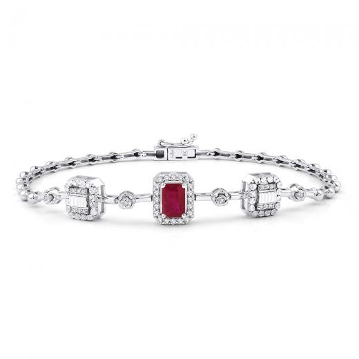 0.84 kt. Diamant-Laranj-Armband mit natürlichem Rubin
