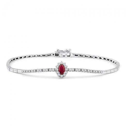 0.53 ct. Diamond Laranj Natural Ruby Bracelet