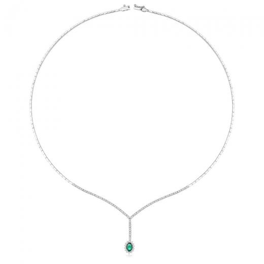 1.07 ct. Diamond Laranj Natural Emerald Necklace