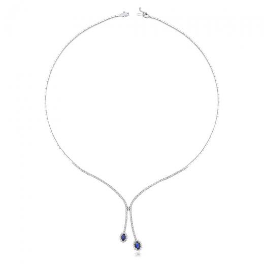 1.74 ct. Diamond Laranj Natural Sapphire Necklace
