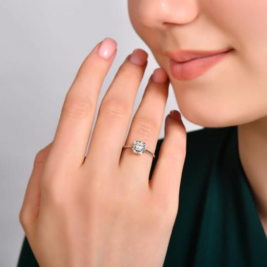 0.08 ct. Diamond Laranj Baguette Ring