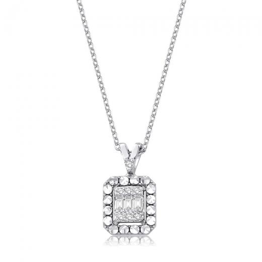 0.08 ct. Diamond Laranj Baguette Necklace