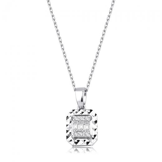 0.08 CT. Diamond Laranj Baguette Necklace