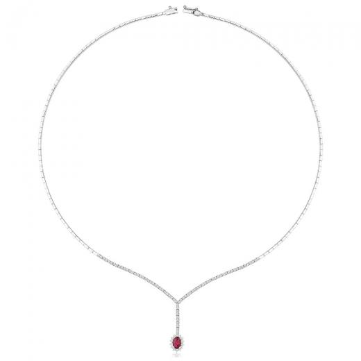 1.13 ct. Diamond Laranj Natural Ruby Necklace