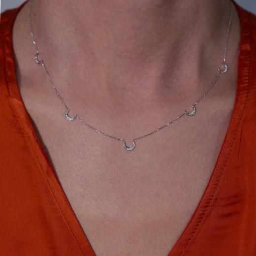 0.07 ct. Diamond Crescent Necklace