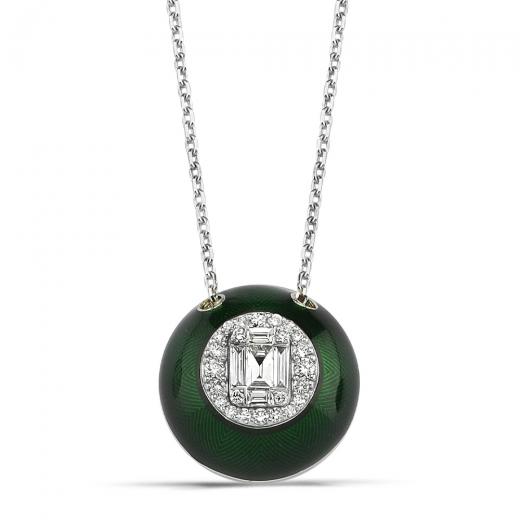 0.23 ct. Diamond Baguette Enamel Necklace