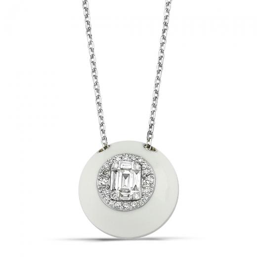 0.23 ct. Diamond Baguette Enamel Necklace
