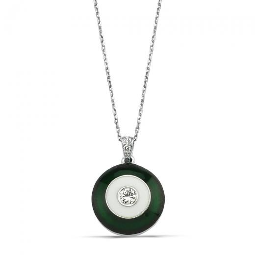 0.12 kt. Diamant-Emaille-Halskette