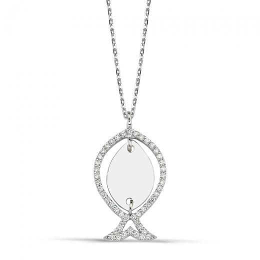 0.30 kt. Diamant-Fisch-Halskette