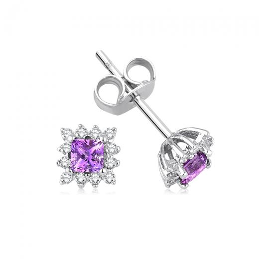 0.43 ct. Diamond Amethyst Earrings