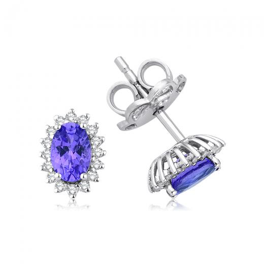 1.04 kt. Diamant-Tansanit-Ohrringe