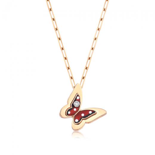 0.02 ct. Diamond Butterfly Necklace