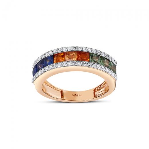 1.39 kt. Diamant Rainbow Vollkreis Ring
