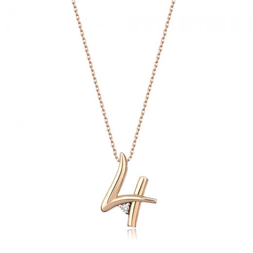 0.02 kt. Ziffer 4 Diamant-Halskette