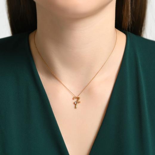 0.02 kt. Ziffer 7 Diamant-Halskette