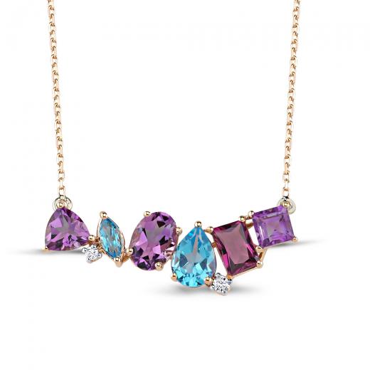 2.97 kt. Diamond Farbige Halskette