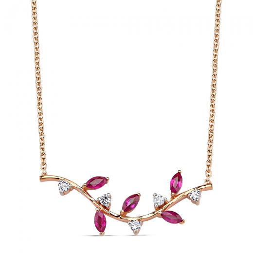 0.49 ct. Diamond Natural Ruby Necklace