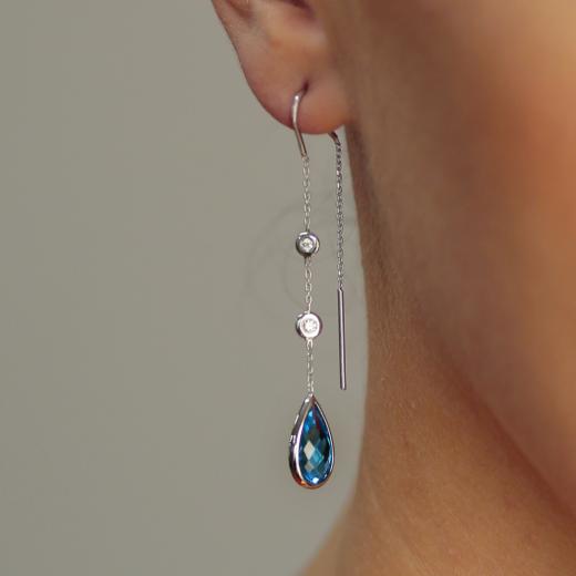 7.80 kt. Diamant-Blautopas-Ohrringe