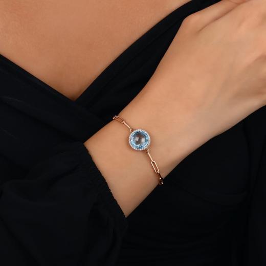 6,78 ct. Diamant-Blautopas-Armband