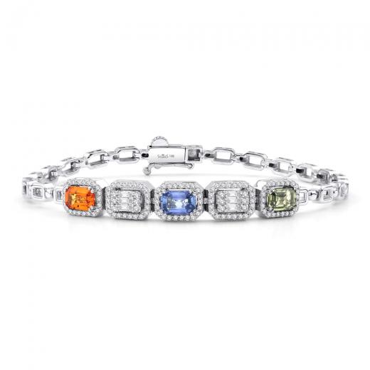 2.70 kt. Diamant-Rainbow-Baguette-Armband