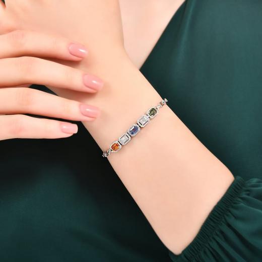2.70 kt. Diamant-Rainbow-Baguette-Armband