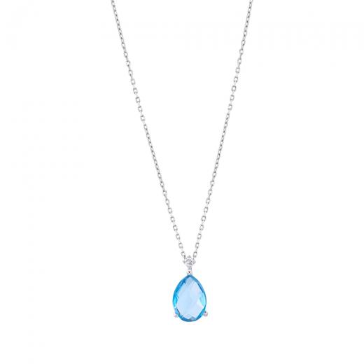 1.99 kt. Diamant-Blautopas-Halskette