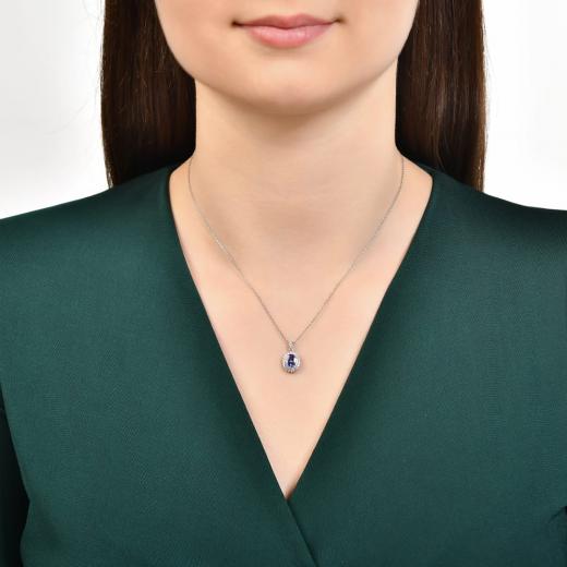 0.96 kt. Diamant-Tansanit-Halskette