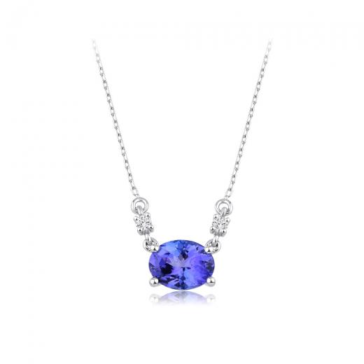 1.50 kt. Diamant-Tansanit-Halskette