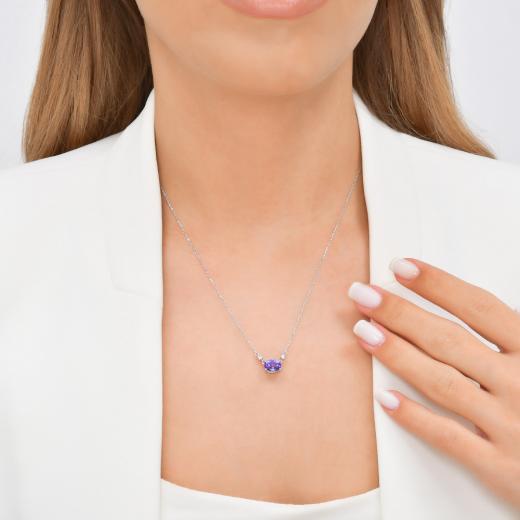 1.50 kt. Diamant-Tansanit-Halskette