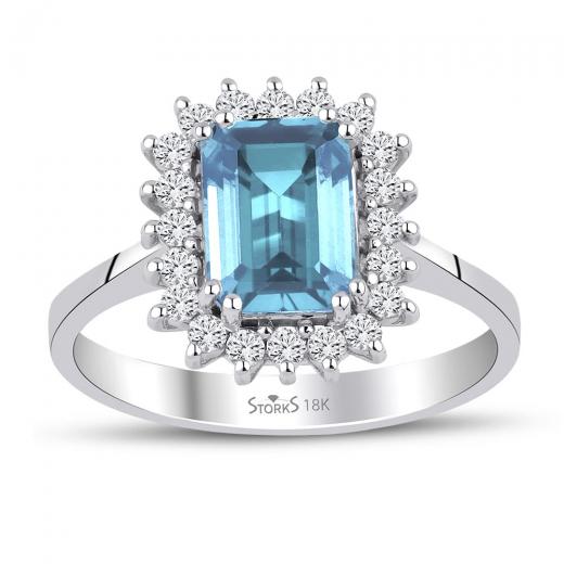 1.70 kt. Diamant-Aquamarin-Ring
