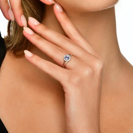 0.79 kt. Diamant-Tansanit-Ring