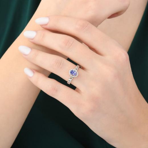 0.65 kt. Diamant-Tansanit-Ring