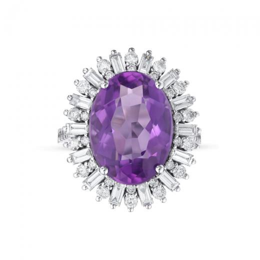Brillantring zus. 10,53 ct. Diamant-Amethyst-Ring