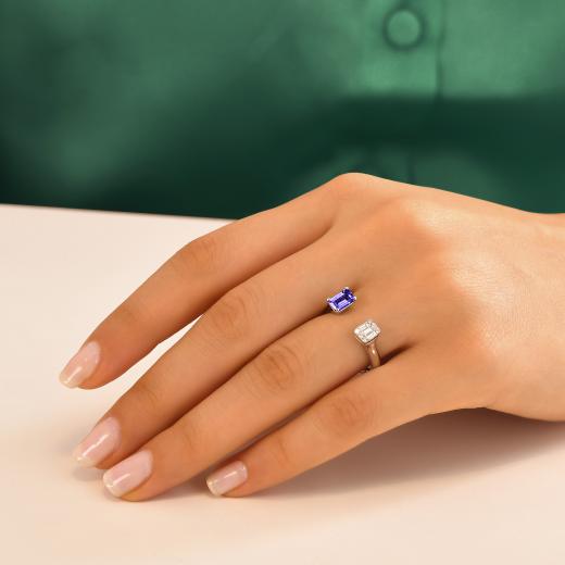 0.66 ct. Diamond Baguette Tanzanite Ring