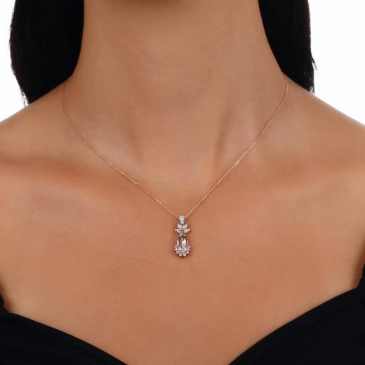 2,16 ct. Diamant-Morganit-Halskette