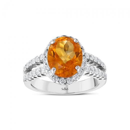 4.04 kt. Diamant-Citrin-Ring