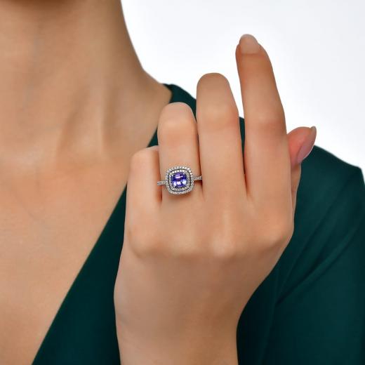 1.37 kt. Diamant-Tansanit-Ring