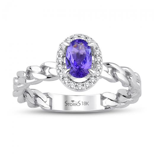 0.65 kt. Diamant-Tansanit-Ring