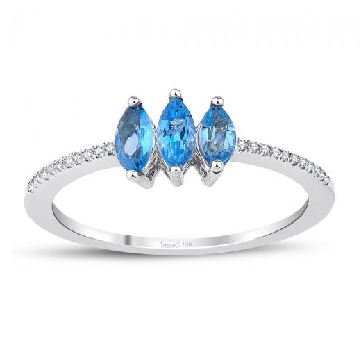 0.57 kt. Diamant-Blautopas-Ring