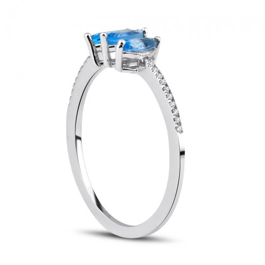 0.57 kt. Diamant-Blautopas-Ring