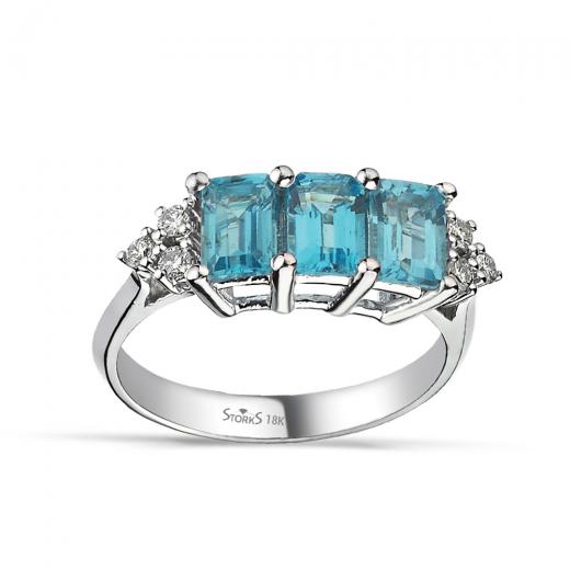 2,23 kt. Diamant-Blautopas Tria Ring
