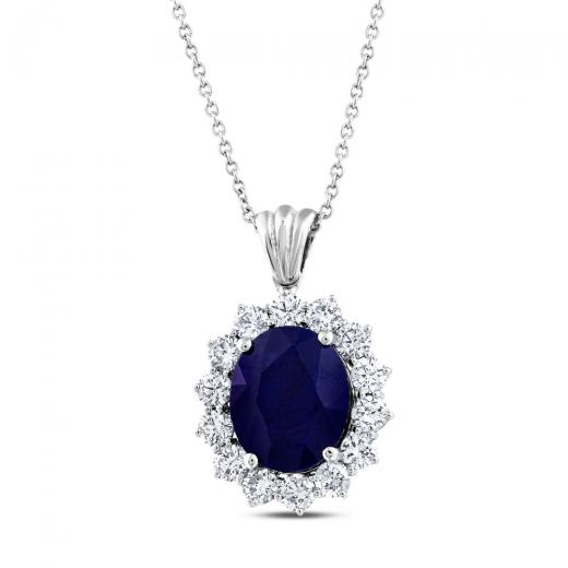 6.14 ct. Diamond Natural Sapphire Necklace