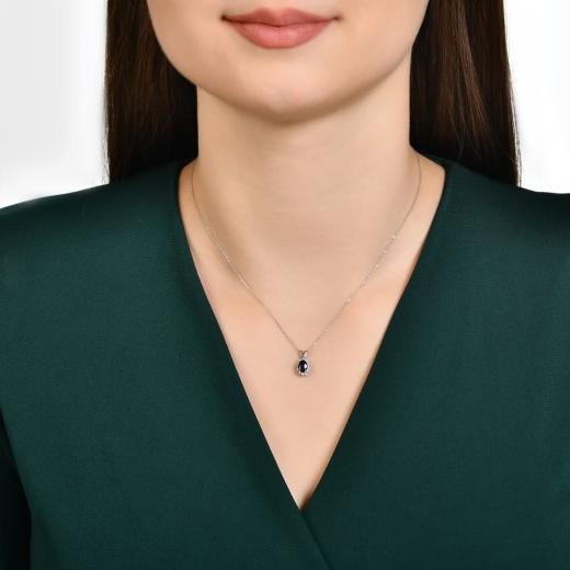 0.73 kt. Diamant-Natursaphir-Halskette