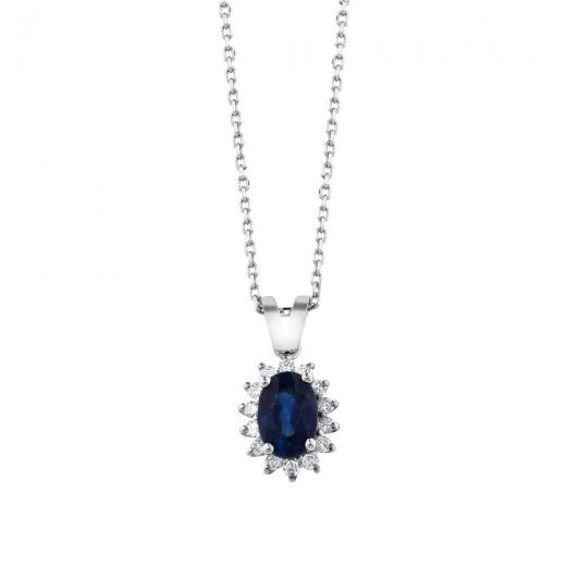 0.73 ct. Diamond Natural Sapphire Necklace