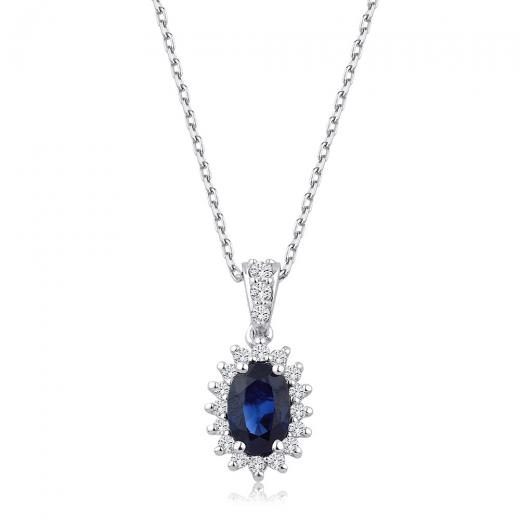 0.66 ct. Diamond Natural Sapphire Necklace