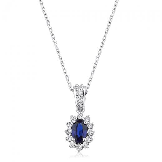 0.44 ct. Diamond Natural Sapphire Necklace